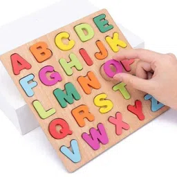 justkid'sthings 3D Wooden Board Alphabet Number Kids Learning Cognitive Board Toys for Unisex image 3