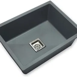 kriss kross Quartz Kitchen Sink 24 x 18, Single Bowl Basin with Drainer & Steel Strainer Vessel Sink image 4
