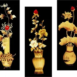 glpri Floral Art 6MM MDF Framed set of 3 Digital Reprint 15 inch x 18 inch Painting-picture-22