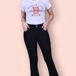 cnw Women Boot-Leg Mid Rise Black Jeans image 4