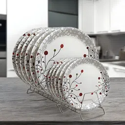 kitchrox Ultimate Dining Experience Melamine Printed Dinner Plate Set ( 6 Full & 6 Half ) Dinner Plate-picture-26