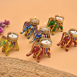 jsr Tealight Candles Holder for Birthday, Diwali, Festival Christmas Decoration Plastic, Cotton, Paper 6 - Cup Tealight Holder Set image 3