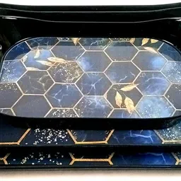 dst Set of 3 Trays lineing & leaves design Tray Serving Set Tray Tray Serving Set image 3