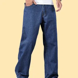 denim look Men Relaxed Fit Mid Rise Dark Blue Jeans-picture-27