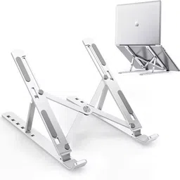 JIBON Portable 6 Gear Height Triangular Support Cooling Bracket For Home and Office Use Aluminium Floor and Desk Stand Rotatable Laptop Stand with Adjustable Height Compatible with Universal Laptops-picture-14