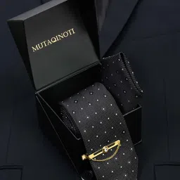 MUTAQINOTI Men Checkered Silk Necktie Accessory Gift Set-image-43