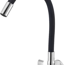Qubix Flexible Sink Cock With Wall Flange Black For Kitchen Sink, Wash Basin Faucets Taps Pillar Cock Pillar Tap Faucet-image-48