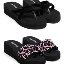 skytrap Stylish Comfortable and Trending Cross Strap Flip Flop Combo of 2 Women Slippers-picture-28