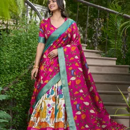 julee Floral Print Semi Stitched Lehenga Choli image 4