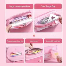 shivom 4 Zip Pouch My Melody Pencil Case Marker Holder Pencil Bag For Children Kids Multi-Compartment Pencil Case for School, Office & Kids’ Desk Organizer Art Polyester Pencil Box image 4