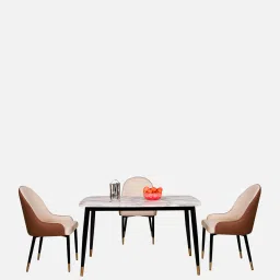 durian Octavia Marble Top 4 Seater Dining Set In White Colour image 5