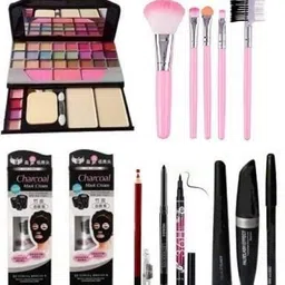 pohok 6155 Make Up kit,5 Brush,2 Charcoal mask,Red Pencil,3in1,Kajal,36 HR-picture-14