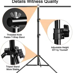 Hiffin 6X9Ft Black Screen with 6X9Ft T-Shape Background Stand Kit with 2Clip, Carry Bag Reflector image 5