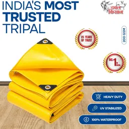 double kissan 200 GSM Tarpaulin Sheet 9x6ft Yellow Tent - For Industrial Roofs, Warehouses, Transport, Flood & Machinery Cover image 1