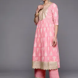 libas Women Cotton Blend Kurta Palazzo Set image 2