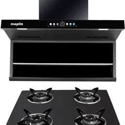 maplin Combo of 4 Burner LPG Cooktop (SC04) and Kitchen Chimney T05 (90cm) Auto Clean Wall Mounted Black 1400 CMH Chimney-picture-13