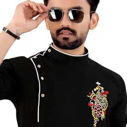 kc kunj creation Men Cotton Blend Kurta Pyjama Set image 4