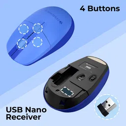 ZEBRONICS ZEB-POP 2.4GHz Wireless Mouse Nano Receiver, 4 Buttons (BLUE) Wireless Optical Mouse image 4