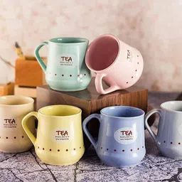 classydesigners Pack of 6 Ceramic Handcrafted Ceramic Printed Design Microwave Cups Serving Tea Mugs Pack of 6 image 2