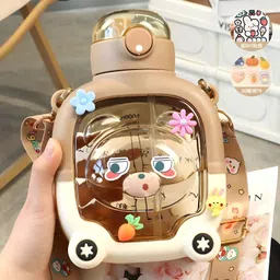 xelcis Cartoon-Printed Teddy Designer Water Bottle: Perfect 1L Anti-Leak Gift for Kids 1000 ml Water Bottle-picture-10