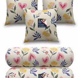 Microfibre Bolster Pack of 5 Floral Cushion and 2 Bolster-image-50