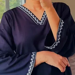 anamwear Casual Regular Sleeves Solid, Embroidered, Embellished, Lace, Printed, Striped, Ethnic Motifs Women Black Top image 3