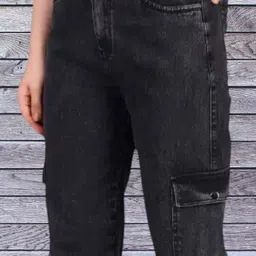 sjtcollection Women Straight Fit Mid Rise Black Jeans image 3