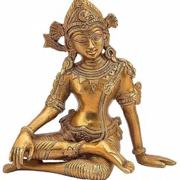 brassaura Brass Idol of Indra Dev for Home Decor in Gold Color Height 6 Inch Decorative Showpiece - 23.6 cm-picture-26