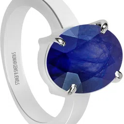 s kumar gems & jewels Certified Original 6.25 Ratti Blue Sapphire Stone ( Neelam Stone ) Sterling Silver Ring For Astrological Purpose Silver Sapphire Silver Plated Ring-picture-10