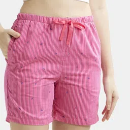 jockey Striped Women Pink Regular Shorts image 5