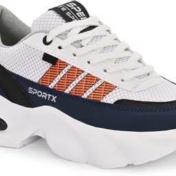 jk port Fashionable White, Navy Blue & Orange Platform Walking Shoes Casuals For Men-picture-40