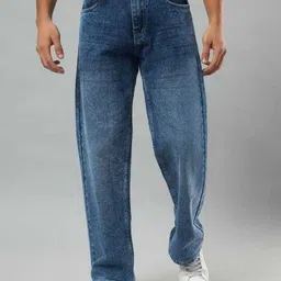 hoker Men Loose Fit Mid Rise Dark Blue Jeans-picture-14