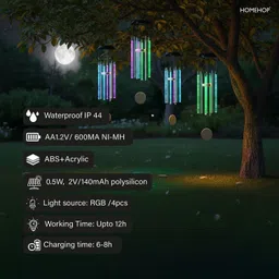 Homehop Solar Lights Outdoor Waterproof Bubble Column Windchime Decorative Hanging Lamp image 4