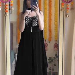 limbudi creation Women Georgette Kurta Palazzo Dupatta Set image 3