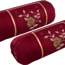 morya homes Cotton Floral Bolster Pack of 4 image 2