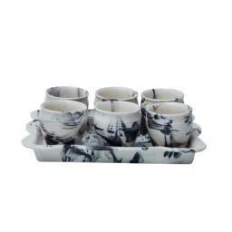 unravel india Vintage Chronical of Italy (Set of 7) Ceramic Tea Kullad & Tray image 3