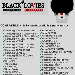 BLACK LOVIES 20 MM Soft Silicon Smartwatch Strap Compatible Smart Watch Strap image 2