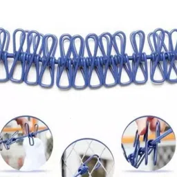 vaishno Cloth Drying Rope with Hooks - Elastic Hanging Rope Includes 12 Clips Nylon Retractable Clothesline image 3