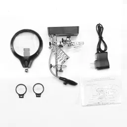 corslet Soldering Led Helping Hand Stand Magnifier Magnifying Lens Clamp Clip Iron Light Glass Tool LED Station Alligator Repair Power Accessory 10x Stand Magnifier image 4