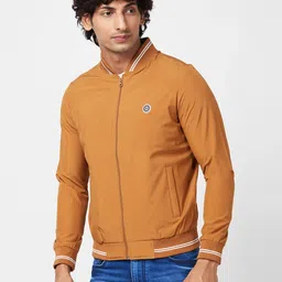 spykar MEN'S SHELL JACKET WITH CONTRAST RIB TIPPING & BRANDED LABEL AT CHEST Men Solid Puffer Jacket image 4