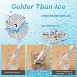 lozenge 4Pcs Stainless Steel Ice Cubes Set Reusable Silver Steel Ice Cube Tray image 3