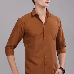 uzmax Men Slim Fit Solid Spread Collar Casual Shirt-picture-17