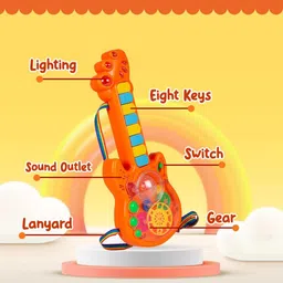 zunbella 3D Gear & Flash Light Battery Operated Musical Toy Guitar with 8 Keys Toy image 3