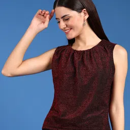 saffe Casual Sleeveless Printed Women Maroon Top-picture-16