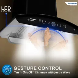 crompton CHD-QPPC60FLE-MBL Auto Clean Wall Mounted Black 1600 CMH Chimney image 2