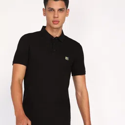 spykar Men Solid Polo Neck Cotton Blend Black T-Shirt-picture-13