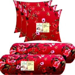 actos Combo Set Of 3 Cushion And 2 Microfibre Floral Bolster Pack of 5 image 2
