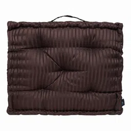 s9home Brown Striped Polyester 20 x 20 Inches Floor Cushion image 2