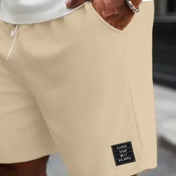 kajaru Self Design Men Beige Regular Shorts image 3