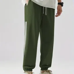 sb trend Men Self Design Dark Green Track Pants image 4